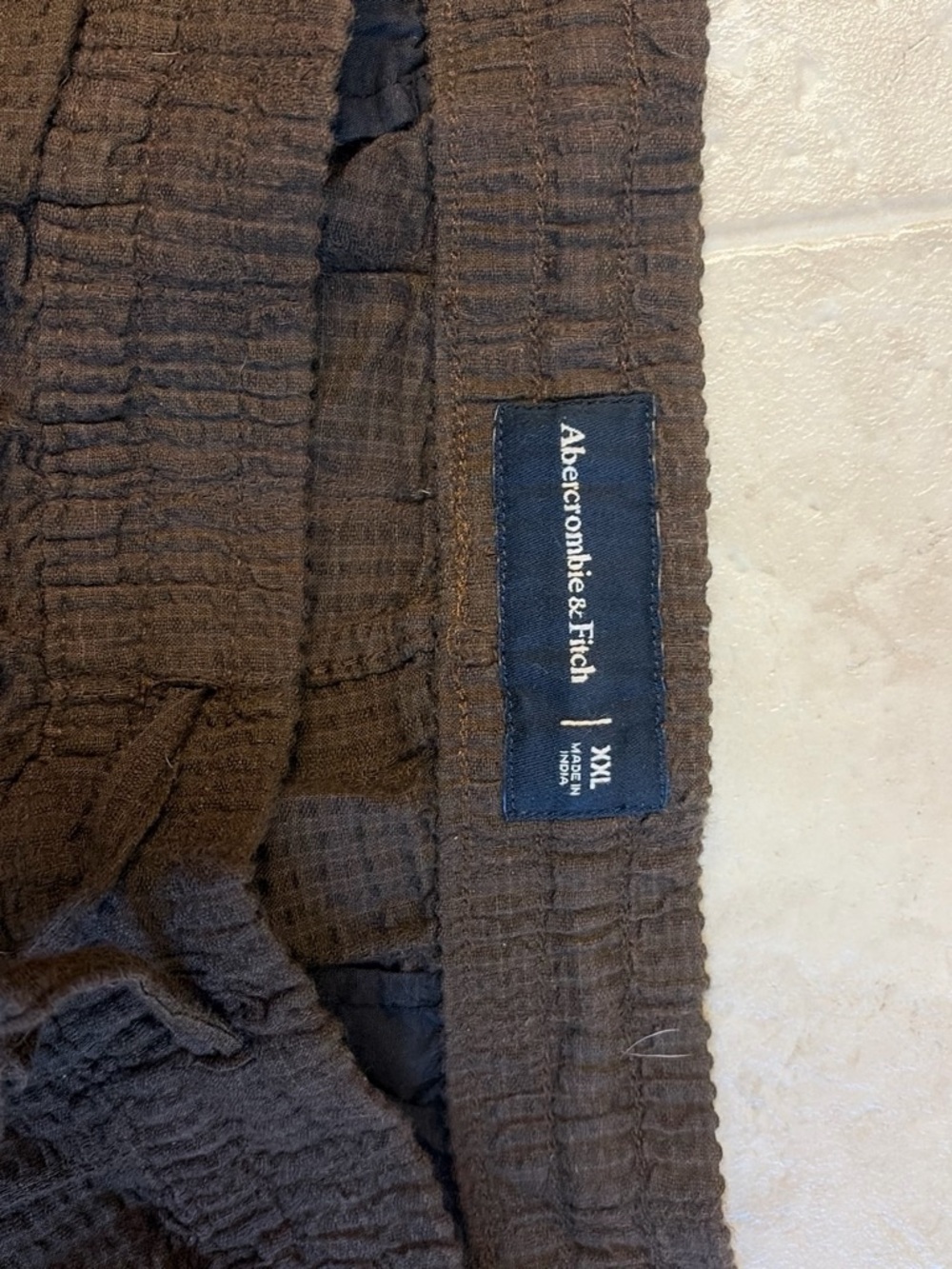 Abercrombie & Fitch Dark Brown seersucker Drawstring shorts
